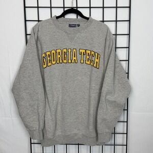 Vintage Georgia Tech Spell Out Sweatshirt Mens XL Gray Pullover Crewneck 90s